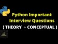 Important python Interview Questions | interview questions for freshers | Must Watch 🔥🔥