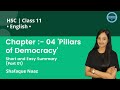 Chp:- 04 'Pillars of Democracy' | Short and Easy Summary (Part 01) | English | HSC Class 11