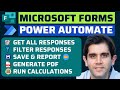 How to Get Forms Responses using Power Automate | Download Excel, Filter, PDF of Quiz Results
