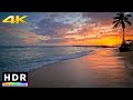 4K HDR // Sunset Beach Walk, Ocean Ambience Sounds - Waikiki, Hawaii