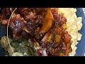 Samp, oxtail and vegetables. South African food