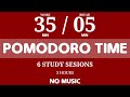 35 / 10 Pomodoro Timer - 3 hours study || No music - Study for dreams - Deep focus - Study timer🕐