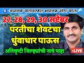 27,28,29,30 सप्टेंबरपर्यंत | परतीचा धुंवाधार पाऊस | Havaman Andaj Today Live | हवामान विशेष