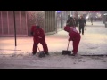 Raw: Workers Begin Clearing Snow in Times Square