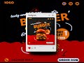 Burger Banner Social Media Post design in Photoshop [ Design Burger social media post in photoshop ]