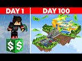 Surviving 100 Days on ONE MILLIONAIRE BLOCK in Minecraft!