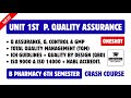 Unit 1 Complete | Pharmaceutical Quality Assurance 6th semester | Carewell Pharma