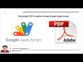 Automate PDF creation Using  Google Apps Script - Aryan Irani