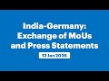 India-Germany: Exchange of MoUs and Press Statements (January 12, 2026)