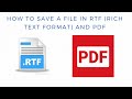 How to Save a file in RTF( Rich Text Format )and PDF |NAMONET.