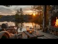 Lakeside Ambience with Relaxing Nature sounds and Calm Fireplace to Relax, Study