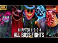 POPPY PLAYTIME CHAPTERS 1, 2, 3, 4 - ALL BOSS FIGHTS \u0026 MONSTER Encounters (4K60fps)