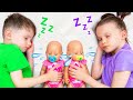 Stephi \u0026 Alex Take Care of Baby Dolls at Nap Time