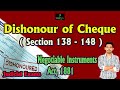 Dishonour of Cheque | Section 138 - 148 | Negotiable Instruments Act | Judicial Exams