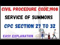 CPC SECTION 27 TO 32 SERVICE OF SUMMONS IN DETAIL WITH EXAMPLES.