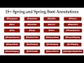 25+ Spring and Spring Boot Annotations | 3 Hours Full Course | Interview Q\u0026A