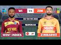 LIVE: West Indies vs Zimbabwe, 44th T20 | Live Cricket match Today • WI vs ZIM Match Commentary ZIM