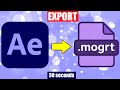 How to EXPORT MOGRT File in After Effects