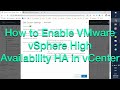 How to Enable VMware vSphere High  Availability HA in vCenter