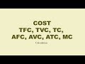 Cost  TFC TVC TC AFC AVC ATC MC  Problem 1