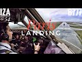 B777 WINDY LANDING Paris CDG 4K | Cockpit View | ATC \u0026 Crew Communications @InZeAir84