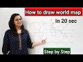 How to draw world map easily| How to draw world map step by step