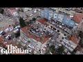 Turkey: Aerial footage shows further destruction in Hatay after new earthquakes