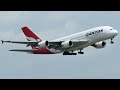 Qantas A380 arrives in DFW on a warm, windy spring afternoon [4K]
