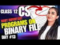 Day 13 | PYQs on BINARY FILE | 5 Year Programs in 1 Class | CBSE Class 12 Computer Science #class12