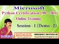 Microsoft Python Certification (98-381) Online Training || Session - 1 (Demo-2) || by DURGA Sir