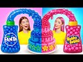 Pink VS Blue Cake Decorating Challenge | Food Battle by Candy DO