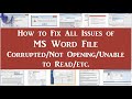 How to Fix All Issues of MS Word File Corrupted/Not Opening/Unable to Read/etc [Urdu/Hindi/English]