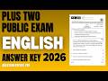 PLUS TWO ENGLISH PUBLIC EXAM QUESTION PAPER \u0026 ANSWER KEY 2026 #plustwo #english #answerkey #2026