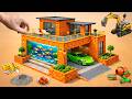 DIY Mini Construction: Rebuilding a Modern Villa with a Giant Aquarium After King Kong Destruction!