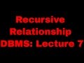 Recursive Relationship: DBMS Lecture 7