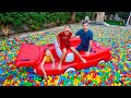 Five Kids Raining Colored Ball Pits Balls | Funny challenges with Vania and Mania