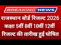 RBSE Class 5th 8th 10th 12th Result Date 2026 | Rajasthan Board Result 2026 Kab Aaega