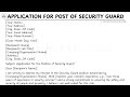 [LETTER TEMPLATE] How To Write An Application for the Post of Security Guard Steps Guide