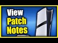 How to view patch notes for latest System Software update on PS5 Pro