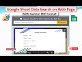 Google Sheet Data Search on Web page with Custom PDF Format II WebappScript