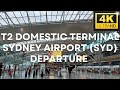 4K Terminal 2 - Domestic Terminal Sydney Airport Departure Layover Walking Tour