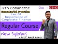 Lec 01| Importance of Corporate Finance | 12th SP |Chap 1|Part 1