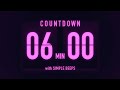 6 Minute Countdown Timer ⏳ Flip Clock with Low Beeps Every 5 Minutes 🟣