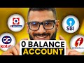 Zero Balance Bank Account Opening Online | Best Zero Balance Bank Account