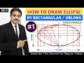 HOW TO DRAW ELLIPSE BY RECTANGULAR METHOD OR OBLONG METHOD SOLVED PROBLEM 1 IN HINDI