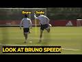 Bruno Fernandes beats Benjamin Sesko in a crazy sprint duel in training ahead of Brentford clash!