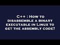 C++ : How to disassemble a binary executable in Linux to get the assembly code?