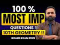 100% Most Important Questions of 10th Geometry |Board Exam 2026|Pradeep Giri Sir