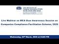 Live Webinar on MCA User Awareness Session on Companies Compliance Facilitation Scheme, 2026