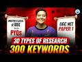 UGC NET Paper 1 Important PYQs | 30 Types of Research | 300 Keywords | Aditi Mam